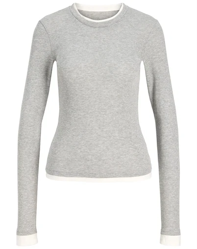 JJXX - JXHenna Contrast Tee - Light Grey Melange
